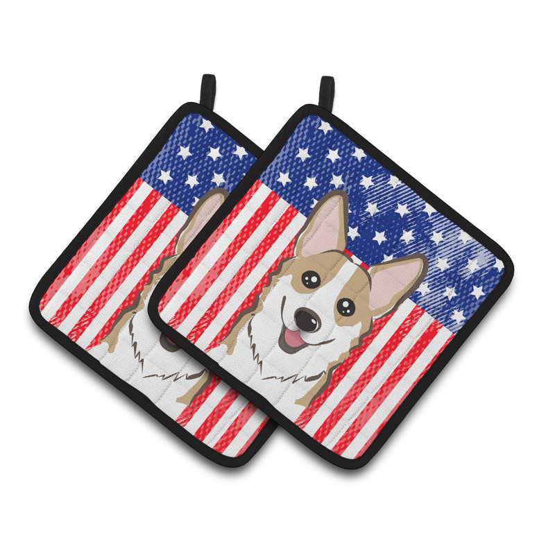 Caroline's Treasures American Flag Polyester Potholder, Sable