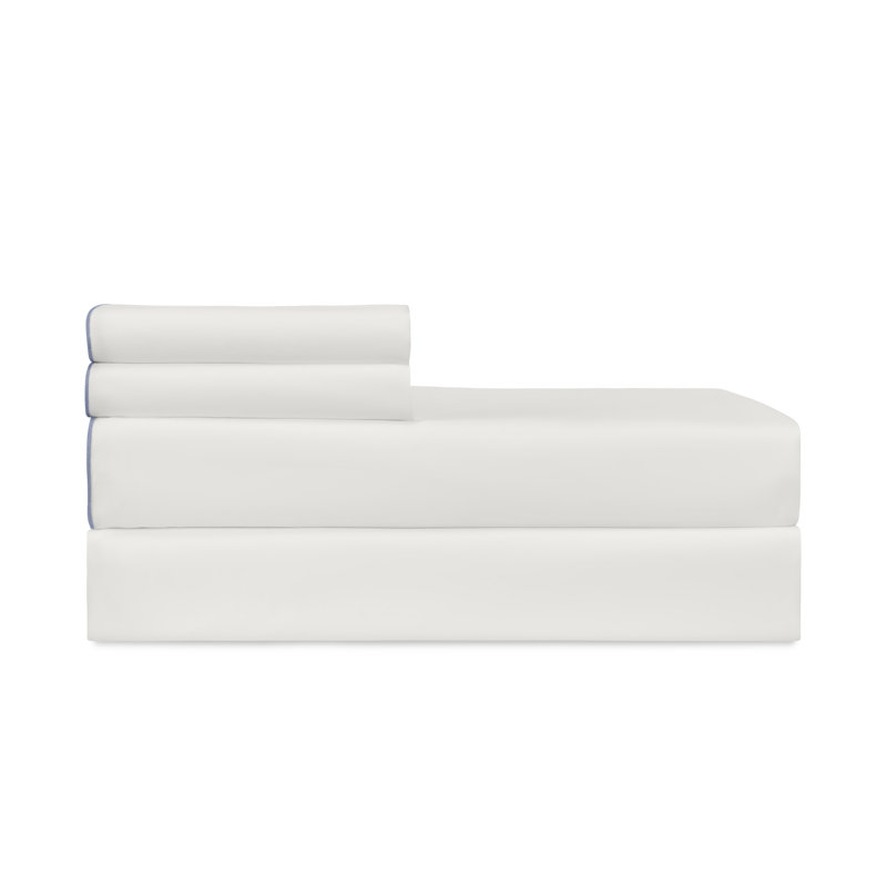 Arlo Percale Sheet Set, Natural/Lagos, Queen Sheet Set with 2 Standard Pillowcases