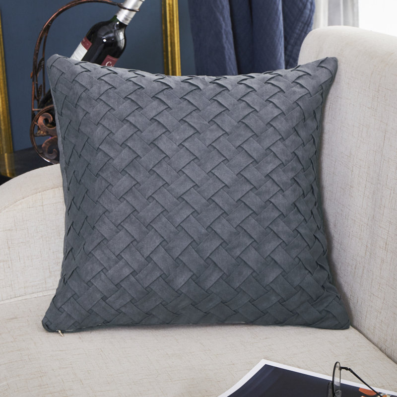 Gray (Covers AND Inserts) Set of 2 Cross Pattern Solid Colors Throw Pillows size 20"x20", Gray
