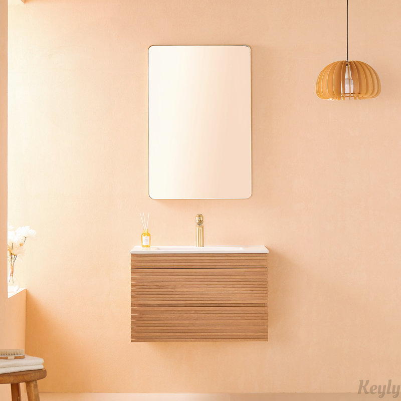 Meuble-lavabo mural simple et flottant 30 po avec lavabo en céramique