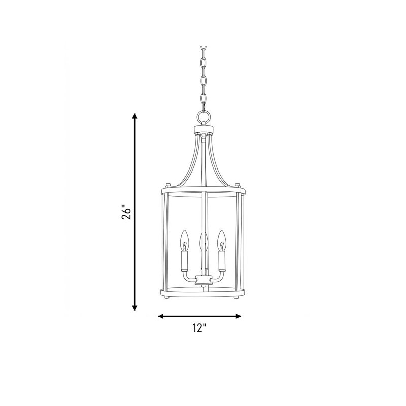Lustre cylindrique à 3 lumières Cleveland, Bronze anglais