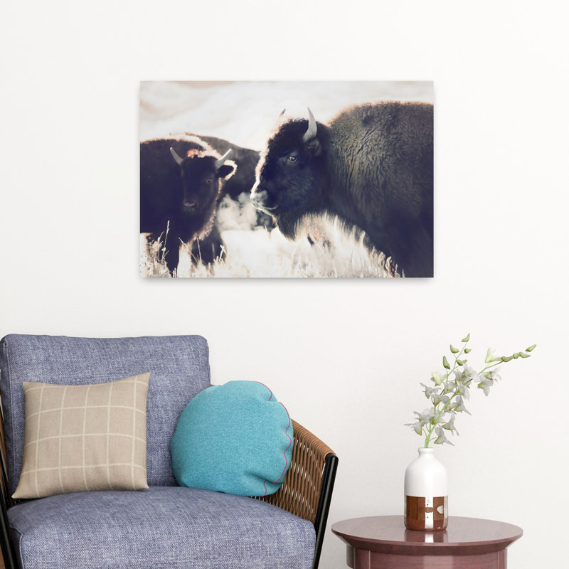 Bison, art mural contemporain abstrait, H 16 po x l 24 po
