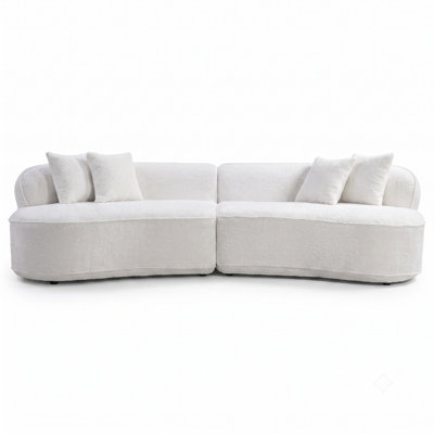 Modern Curved L-Shape Oversized Sleeper Sectional Sofa for Living Room Apartment No Assembly
