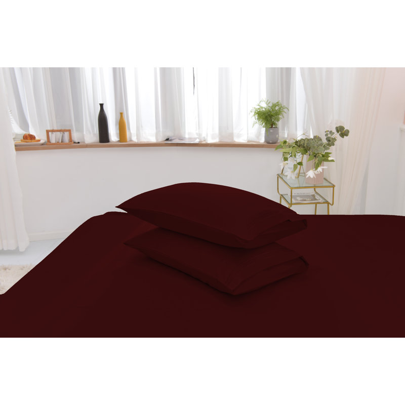 Ensemble de literie en rayonne de bambou, Bourgogne, Ensemble de draps pour lit simple TG + un drap-hou