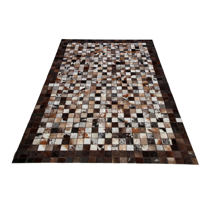 Sao Paulo Geometric Cowhide Area Rug, Rectangle 140cm x 200cm