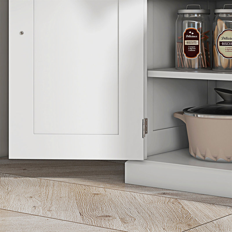 Grand garde-manger avec grand rangement et tablettes réglables, Blanc