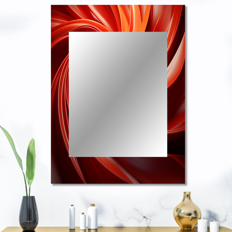 Spirale abstraite orange et rouge, paysage de rêve II, 40 po x 30 po