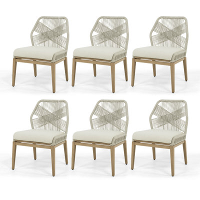 Loftis 6-Piece Aluminum Patio Dining Chairs With Light Gray Cushions