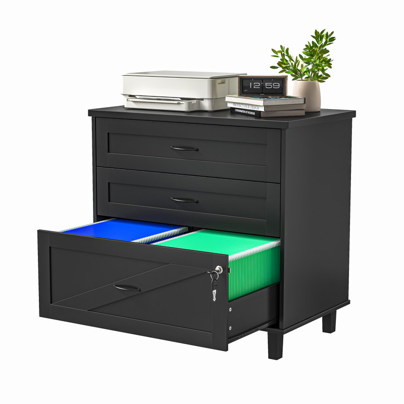 Multi-functional Lockable 3-drawer Cabinet, Can Accommodate Various Items, Suitable For Home Office And Living Space, Black