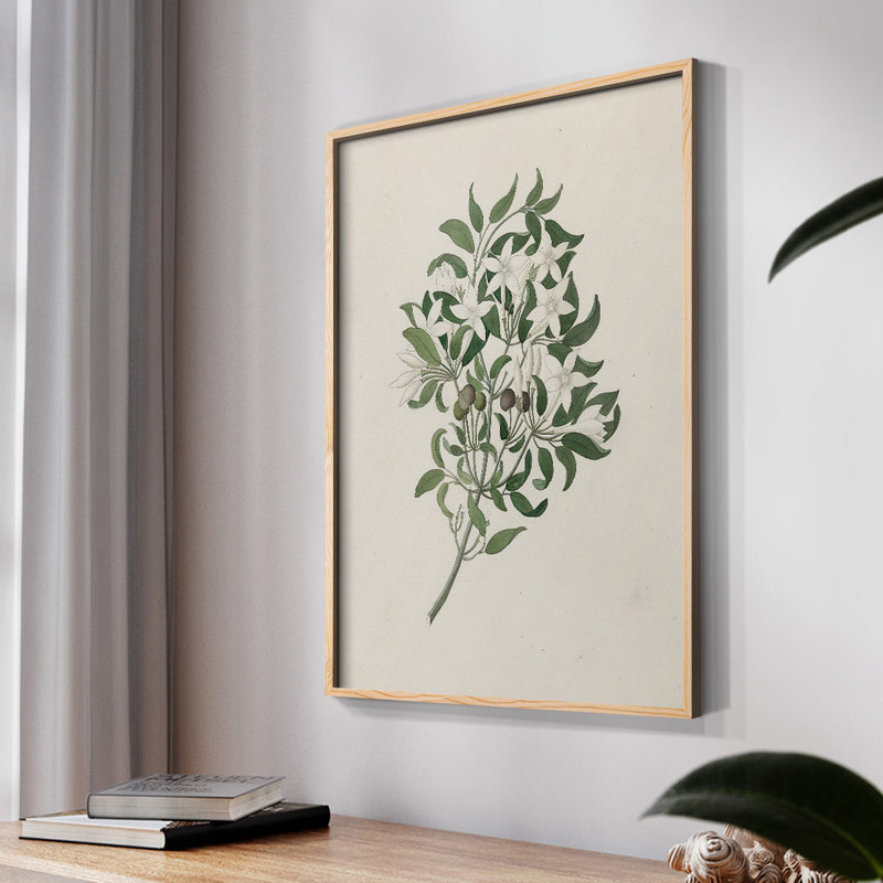 Motif floral rétro CXL III, Naturel, H 14 po x l 11 po