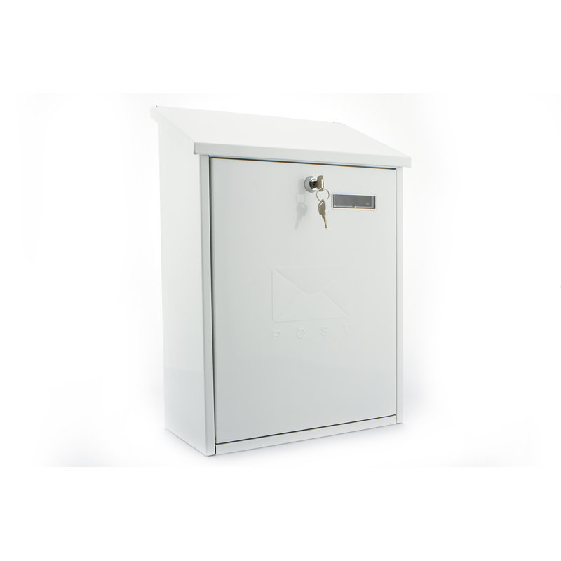 Grand Large Wall Mounted Galvanised Steel Lockable Weatherproof Post Box, White