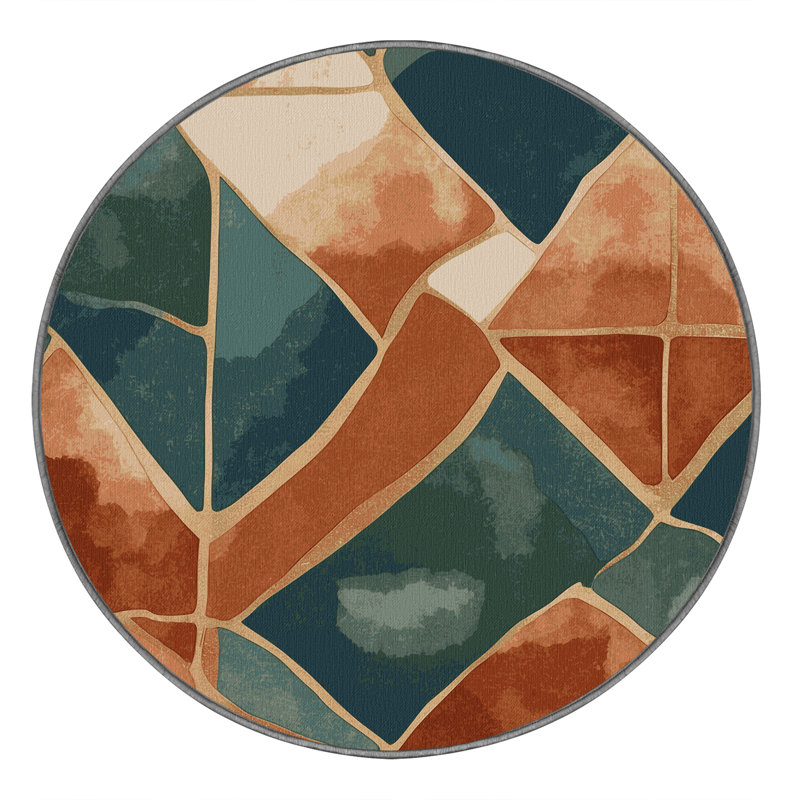 Ochre Outlines Rug, Round 8'