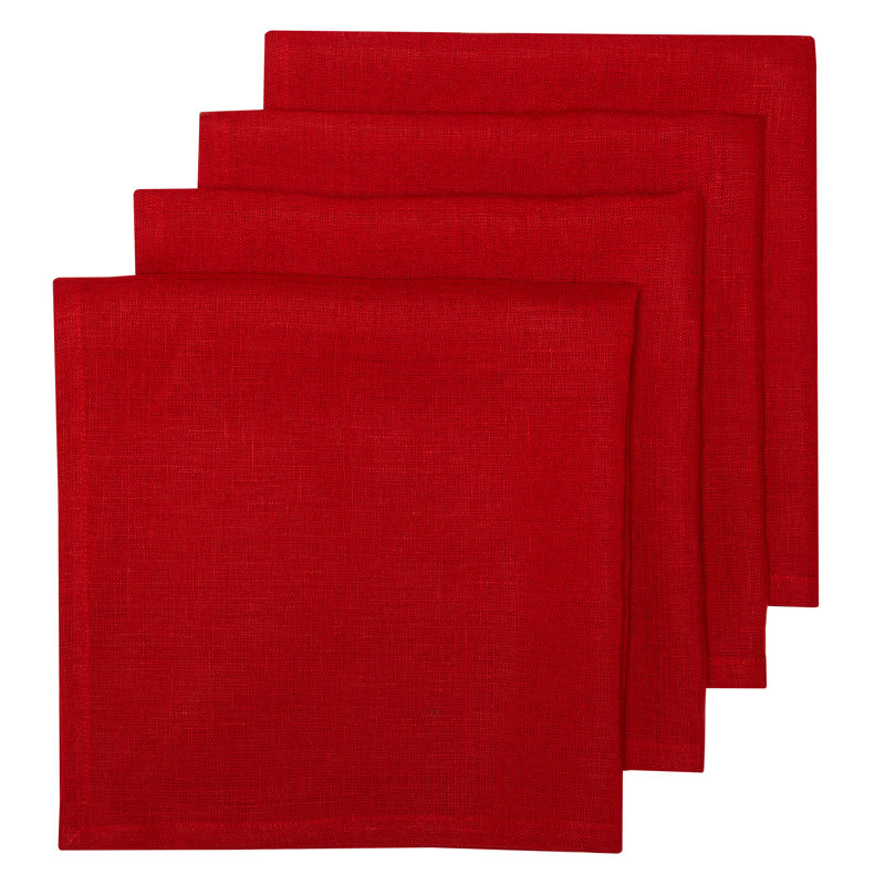 Linen Square Napkin, Cherry Red