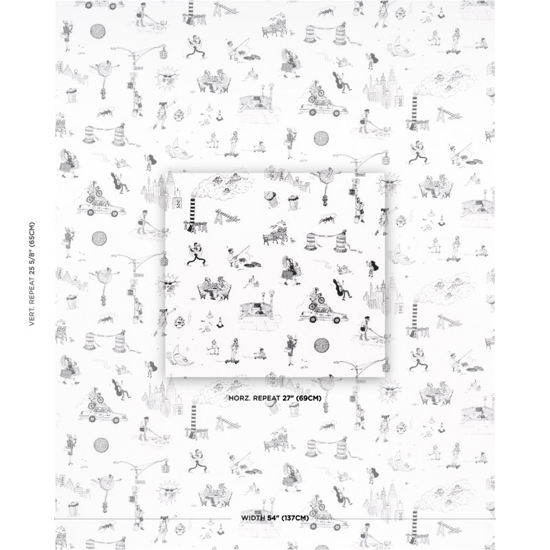 Tissu Schumacher X The New Yorker Joana Avillez's Street Scenes, Noir / blanc