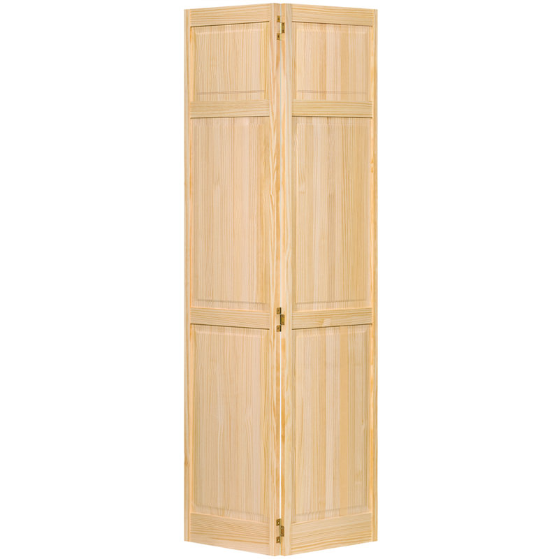 Porte pliante à deux volets en bois lambrissé non fini, 24 po x 80 po