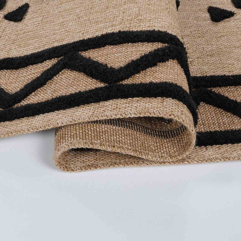 Deborah Geometric Shapes Braided Indoor / Outdoor Area Rug, Rectangle 200 x 290cm, Black