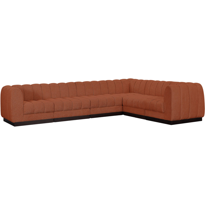 Canapé modulaire rembourré 6 pièces Quinn, Tissu cognac chenille