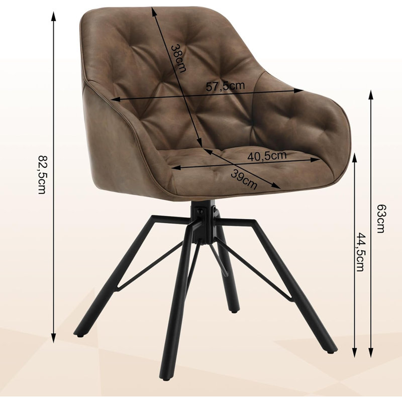 Aaidah 44.5cm H Tufted Upholstered Metal Armchair, Brown