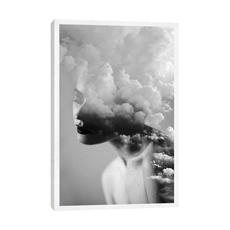 Cloudy Mind - Print on Canvas, White Framed, 66.04cm H x 45.72cm W x 3.81cm D