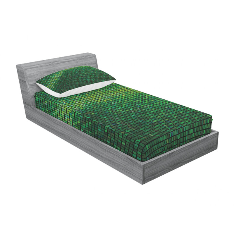 Green Pixel Print Twin Microfiber Sheet Set