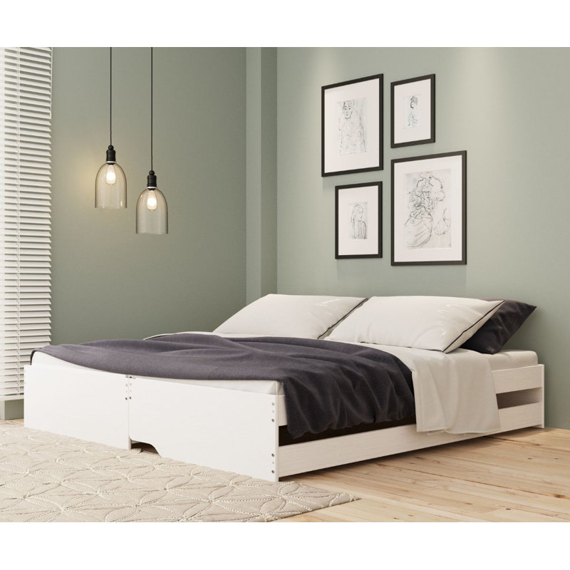 Lotar Kids Standard Bed with Trundle, White, 90 x 200cm