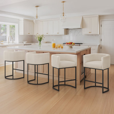 Modern Upholstered Counter Stool with Metal Frame