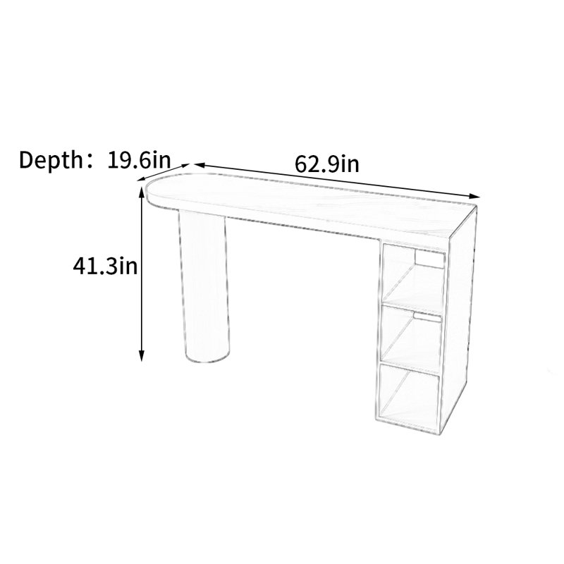Cottrill, White, 41.3"H x 62.9"L x 19.6"W
