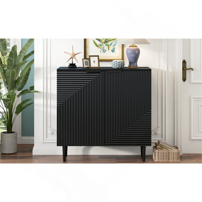Mirod Modern Minimalist Side Cabinet With Adjustable Shelves ,Stylish Geometric Door Design,Ample Storage Space For Any Home Decor by Ivy Bronx
