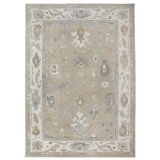 Hand Knotted Wool Oriental Area Rug in Cream/Ivory/Brown/Blue