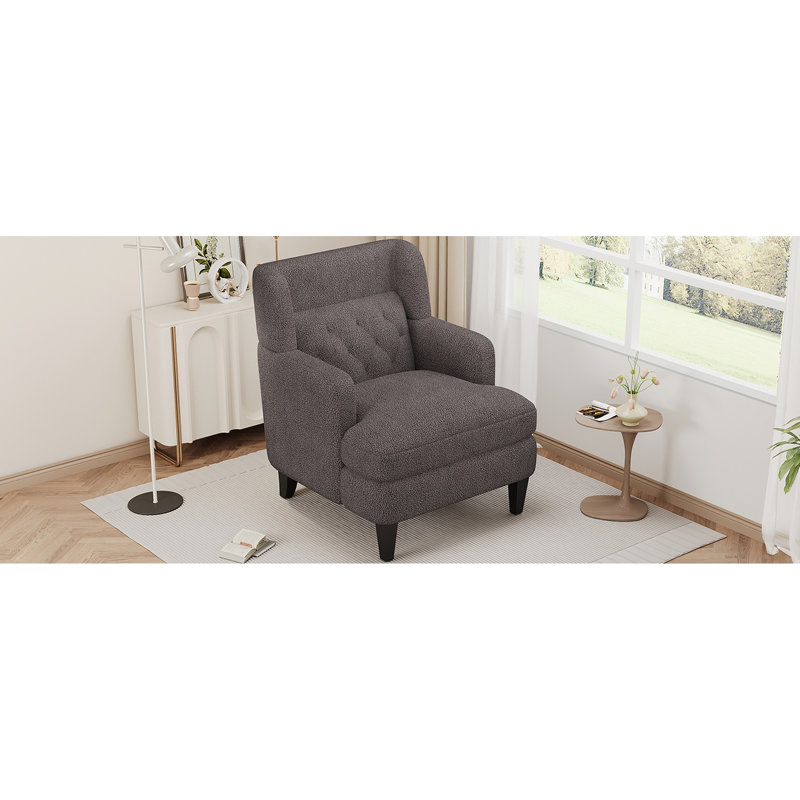 Chaise rembourrée de salon et de chambre à coucher, style brun roux, revêtement de qualité, conception ergonomique, coussin d'assise confortable, polaire douce, dossier, structure en bouleau