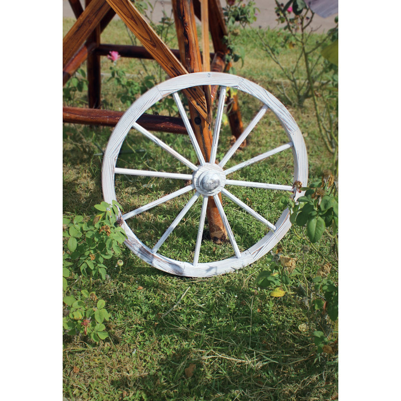 Décoration murale roue de chariot, Blanc