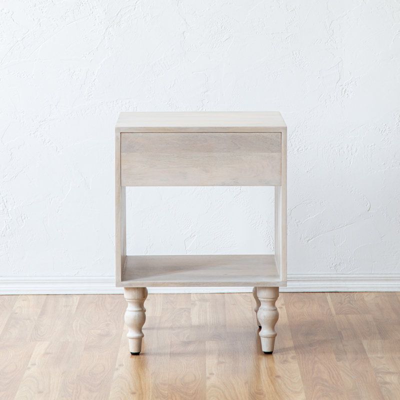 Orleans 45.75cm W Solid Wood Bedside Table, Whitewash
