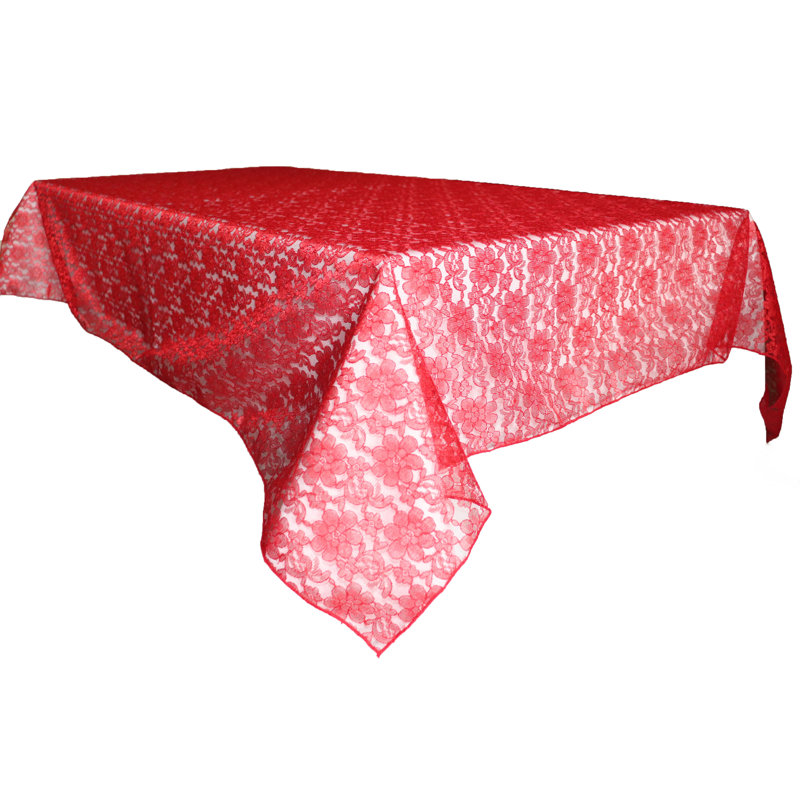 Floral Lace Overlay, 120" x 58", Red
