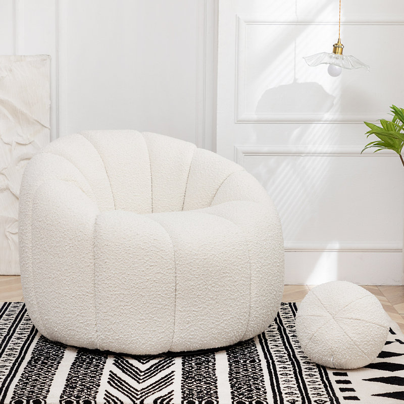 Fauteuil demi-tonneau pivotant 37 po, Mélange de polyester blanc