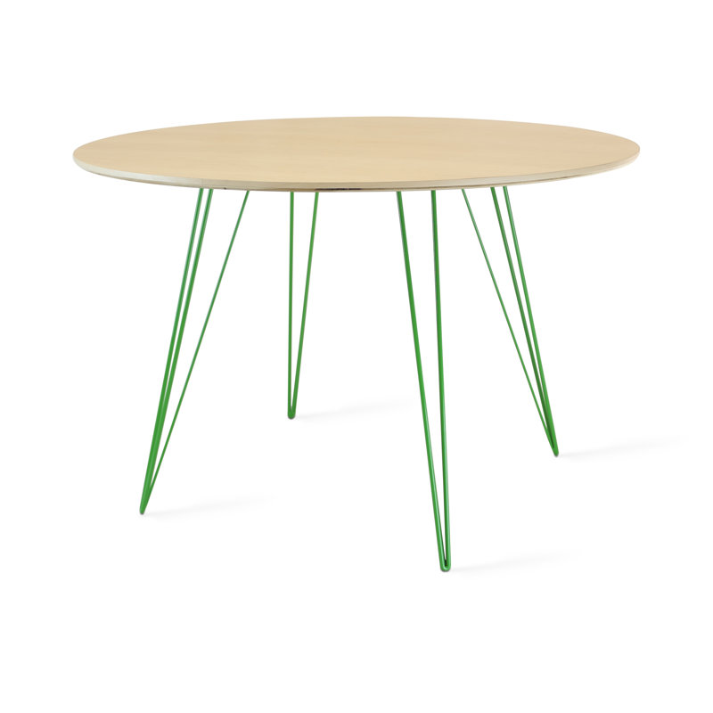 Williams Oval Metal Base Dining Table, Green, 30" H x 54" L x 46" W, Natural