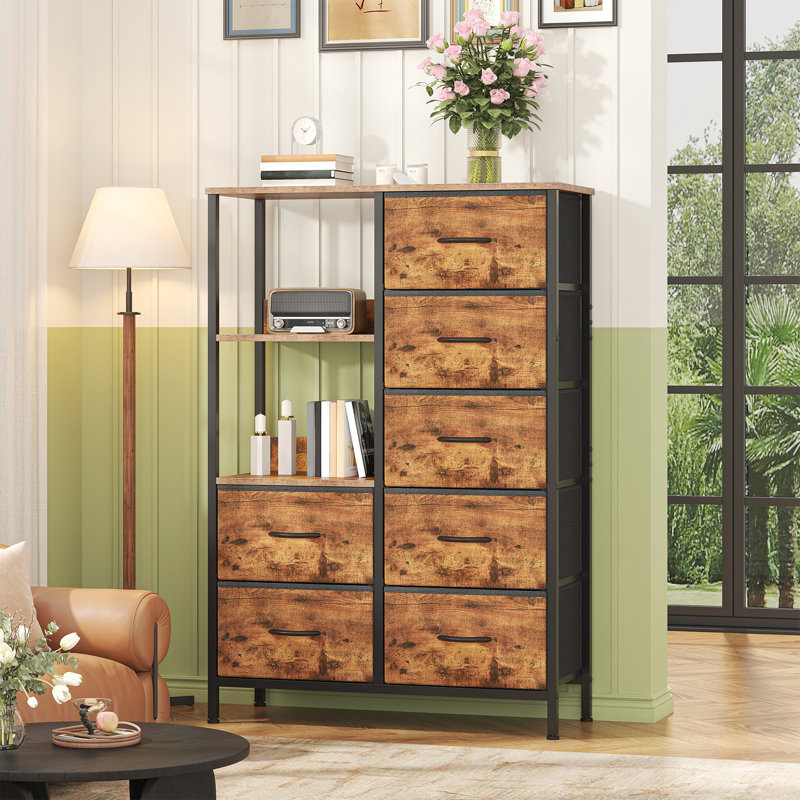 30 cm W Chest of 7 Drawers, Rustic Brown