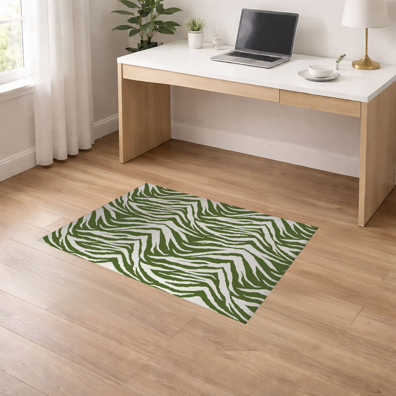 Tapis de bureau Zebra Patch, L 60 po x P 36 po, Vert olive