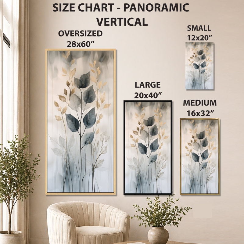 Vert, gris, brise chaude, feuilles, bosquet, impression encadrée botanique, décoration murale tropicale, H 60 po x l 28 po