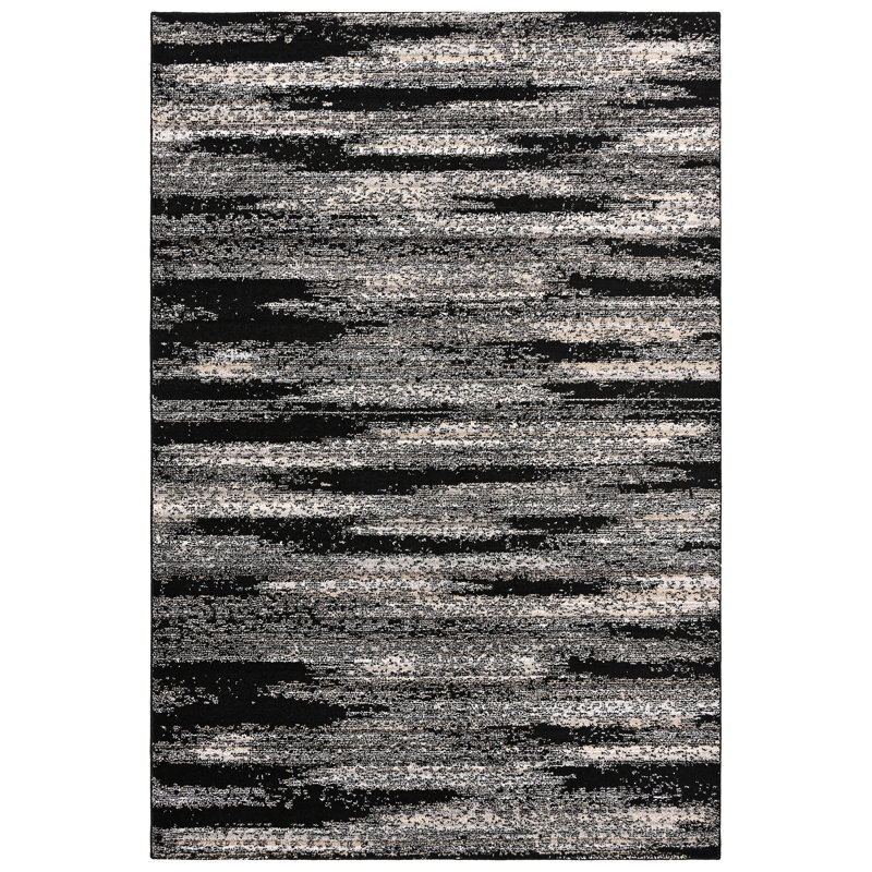 Tapis abstrait antidérapant Jasper, tapis pliable et résistant aux taches pour le salon, la chambre à coucher, moderne, noir / ton terre