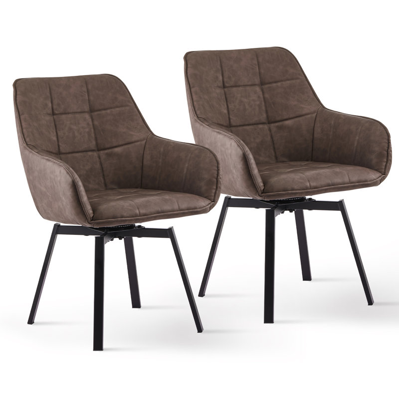 Byun 48cm H Upholstered Metal Armchair, Brown