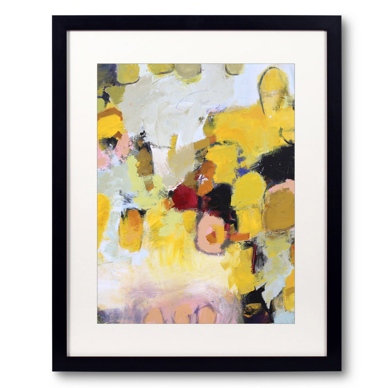Marigold And Gray Print by Elizabeth Chapman, Black Framed Paper, 21.25" H x 17.25" W
