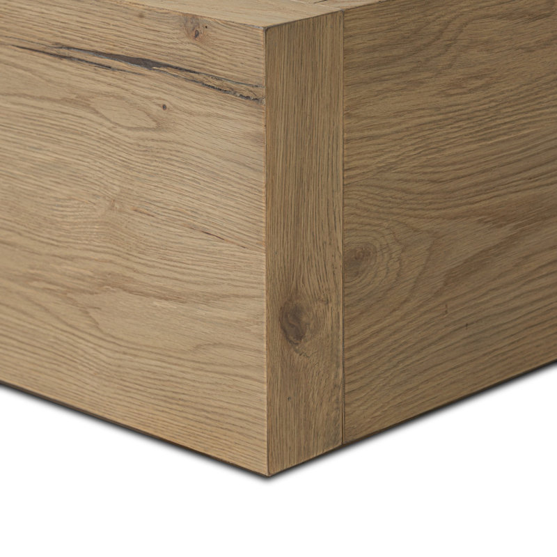 Leo Bed-Smoked Black-Queen, Rustic Light Natural Oak, Queen