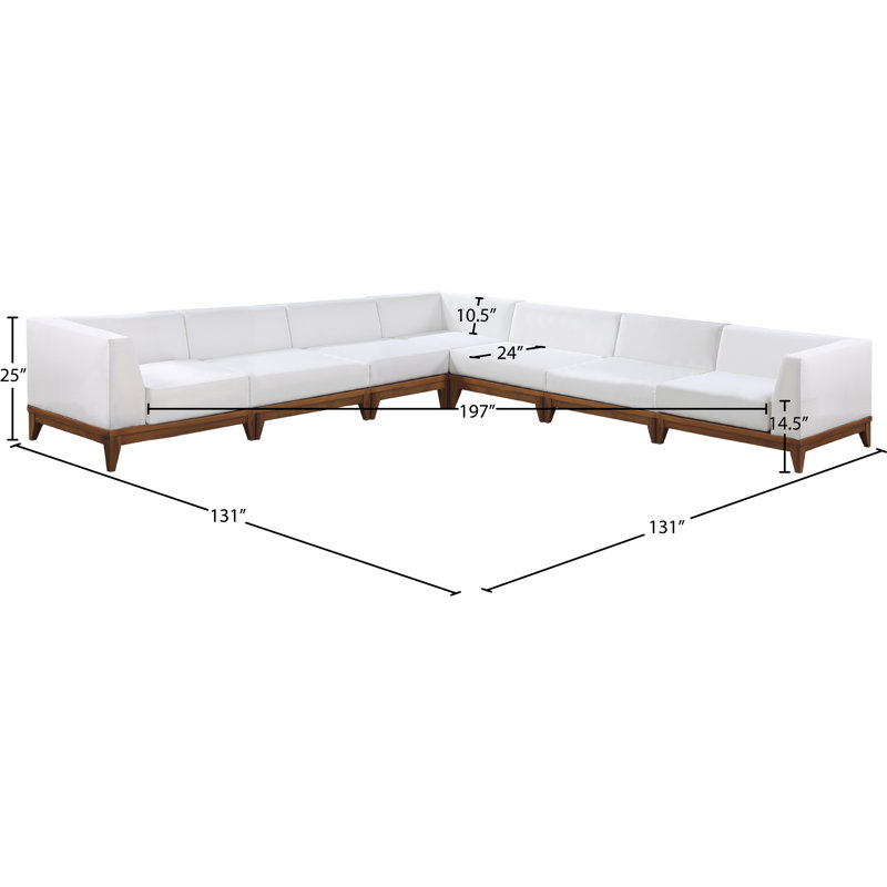Canapé modulaire d'extérieur symétrique avec coussins 131 po Rio