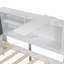 Lit plateforme en bois avec lit gigogne, tablettes et tête de lit