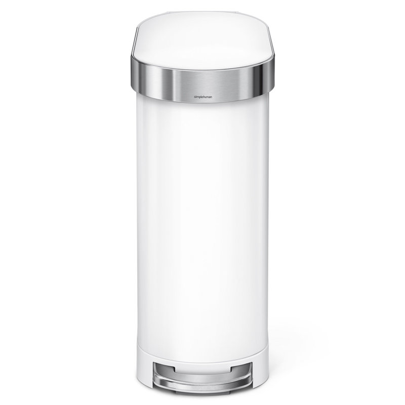 simplehuman 45L slim pedal bin, white steel