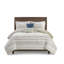 Ensemble d'édredon 5 pièces avec coussins décoratifs en tissu gaufré taupe / bleu / grand 5 pièces-117493058