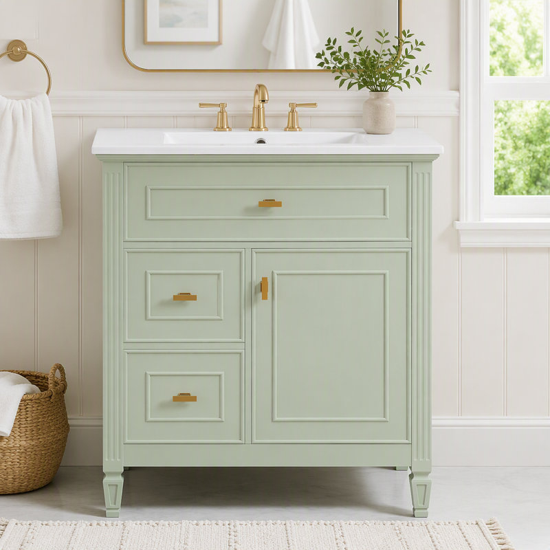 Meuble-lavabo de 30 po avec lavabo et rangement intelligent, Green, 30