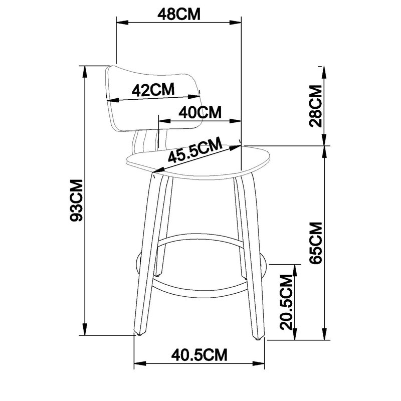 Tabouret de comptoir pivotant 26 po Brinson, Noir / noyer
