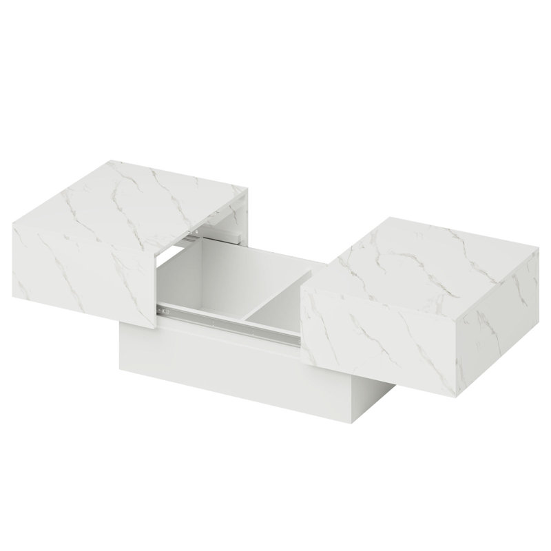 Table basse cachée avec rangement, table basse rectangulaire extensible à DEL pour le salon