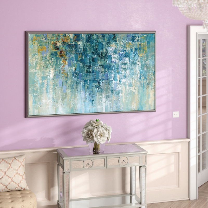 «I Love the Rain» par Nan - reproduction, H 39,5 po x l 63,5 po x P 2 po, Cadre flottant argent